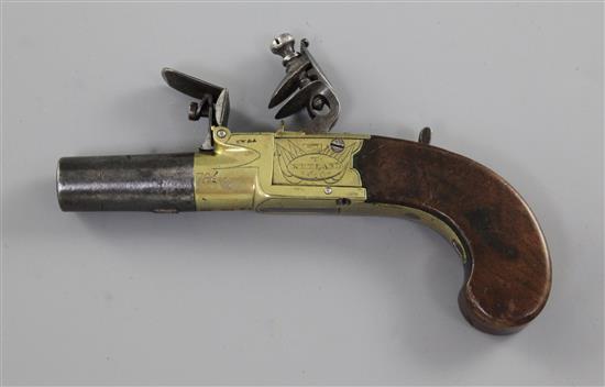 A flintlock boxlock pocket pistol, by T. Ketland, London, c.1820, 6in.